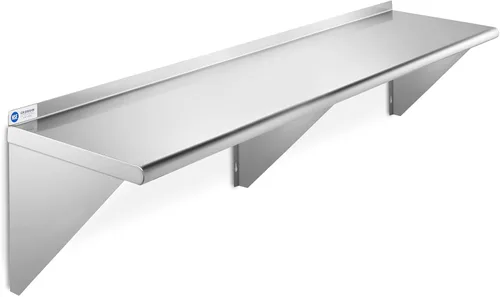 Vista 10 de GRIDMANN Estante de montaje en pared de acero inoxidable de 14 x 24 pulgadas con protector contra salpicaduras, grado comercial, estantería