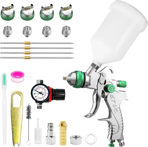 Vista 10 de HVLP - Kit de pistola de pulverización con boquillas de 1.4/1.7/0.079 in y presión de aire, pistola de pintura automotriz de alimentación por