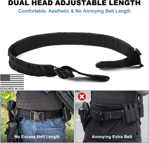 Vista 6 de WarBull Cinturón táctico de batalla Molle, cinturón de pistola de liberación rápida de 2'' con bloqueo seguro, cinturón interior EDC de 1.57