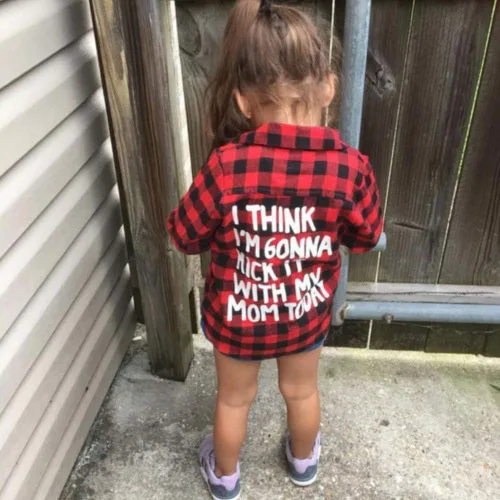 Vista 4 de Camisa de manga larga para bebé y niña a cuadros para niños primavera invierno