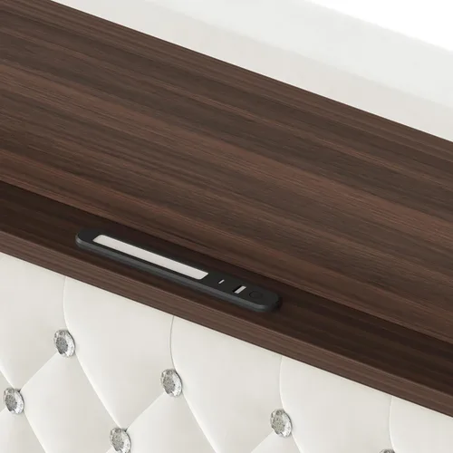 Vista 8 de VilroCaz Cama de plataforma suave de terciopelo de tamaño matrimonial de 52 pulgadas de alto y decoración de remaches, cama con plataforma
