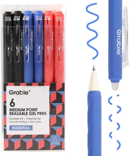 Vista 9 de Grabie Bolígrafos de gel borrables, punta media de 0.028 in, bolígrafos borrables, hacen desaparecer los errores para planificar dibujos, escritura