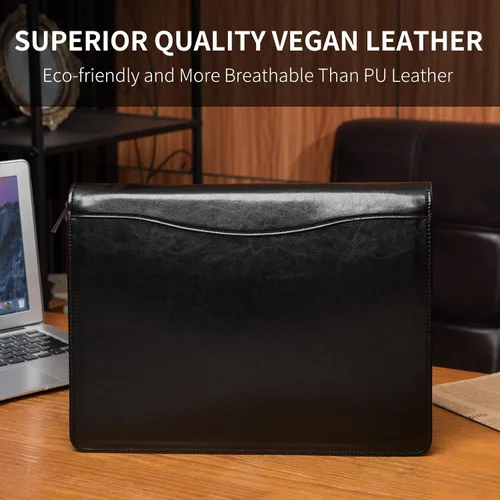 Vista 7 de Cartera personalizada de cuero vegano, tamaño legal de 8.5 x 14 pulgadas, soporte de bloc de notas personalizado para hombres y mujeres, organizador