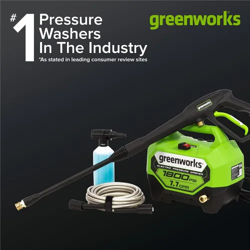 Vista 2 de Greenworks Lavadora a presión eléctrica de 1800 PSI (1.1 GPM) con certificación PWMA