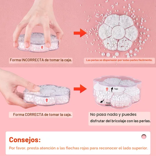 Vista 4 de BELLEBOOST 5600 piezas ABS Perlas Beige Redondas con Parte Posterior Plana con Herramientas de Recolección para Arte de Uñas, Decoración Facial