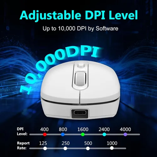 Vista 4 de E-YOOSO Ratón inalámbrico para juegos, 10,000 DPI, 6 botones programables