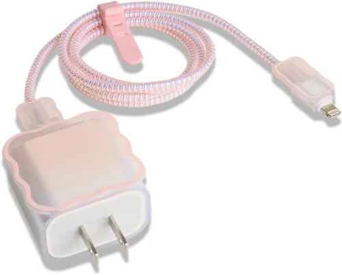 Vista 28 de Compatible con iPhone de 18 W/20 W, funda de cargador USB-C, bonito protector de cargador suave transparente con ondas de corazón 3D, bonito
