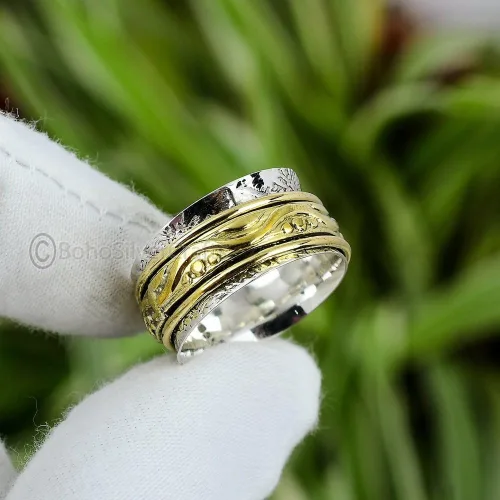 Vista 3 de Spinning Rings For Women, 925 Sterling Silver Ring, Spinner Silver Ring, Handmade Spinner Ring, Anxiety Spinner Ring, Boho Spinner Ring, Spinner
