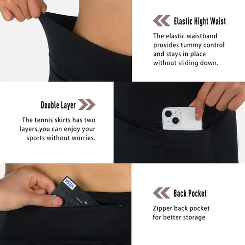 Vista 4 de beroy Faldas cortas para mujer, falda de 20 pulgadas hasta la rodilla para mujer, falda deportiva con pantalones cortos