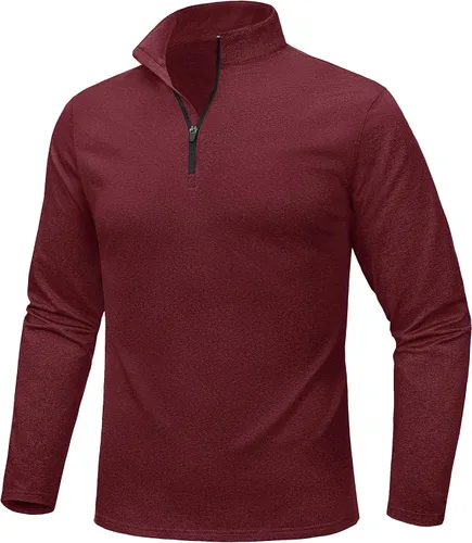 Vista 79 de MAGCOMSEN Sudadera de golf de manga larga con forro polar para hombre, con cremallera de 1/4, térmica, para correr
