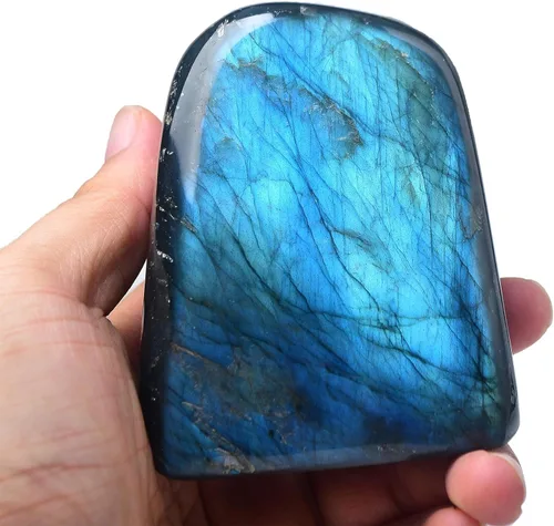 Vista 15 de Roca de Labradorita Pequeña Lámina de Labradorita Azul Pulida Piedra de Cristal de Sanación en Bloque para Meditación Regalo Decoración del Hogar