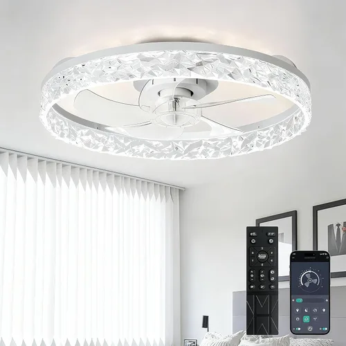 Vista 15 de Depuley Ventiladores de techo con luces y control remoto: ventilador de techo de montaje empotrado moderno de perfil bajo de 20 pulgadas con control
