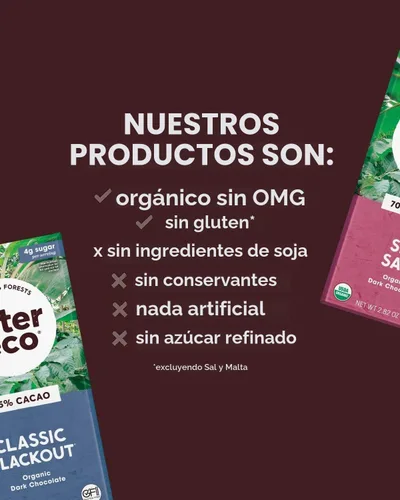 Vista 4 de Alter Eco Barras de chocolate negro Cacao oscuro puro, comercio justo, orgánico, sin OMG, sin gluten (apagón total)