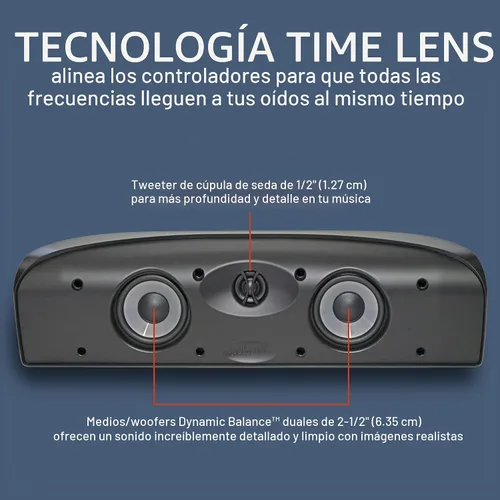 Vista 3 de Polk Audio TL1 Altavoz de Canal Central, Altavoces Centrales para Cine en Casa (Cada uno, Negro)