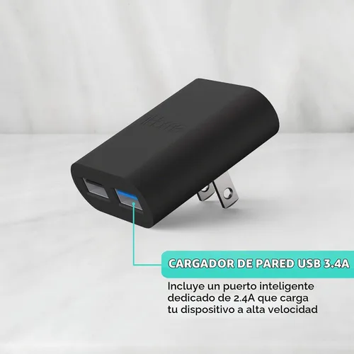 Vista 5 de iHome Cargador de pared USB delgado de 2 puertos, adaptador plano del enchufe del viaje del multipuerto Dual USB-A ports, 2.4A Rapid Charge