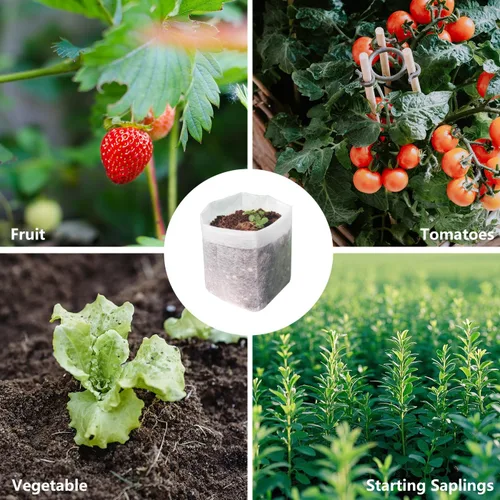 Vista 8 de Bolsas de cultivo de vivero Belit, 100 piezas de macetas de plántulas de tela, bolsa no tejida para semillas de plantas de jardinería, papa, flor