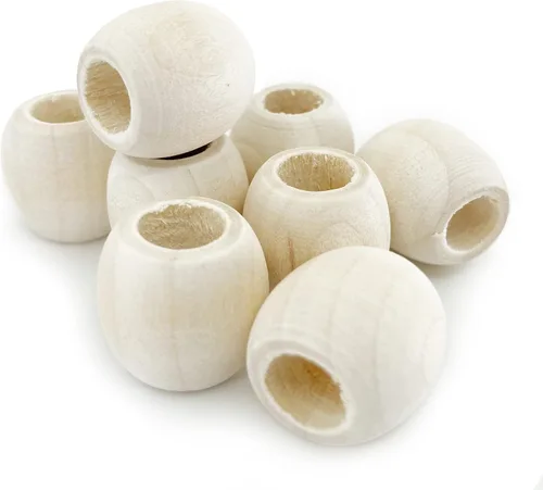 Vista 7 de Mezcla de 200 cuentas de madera de barril de 0.669 in de colores de granja en oro, natural, blanco, negro y gris