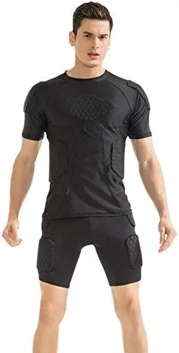 Vista 2 de TOUYR - Camiseta de compresión acolchada y pantalones para hombre, chaleco de entrenamiento sin mangas, camiseta y pantalón corto, costillas