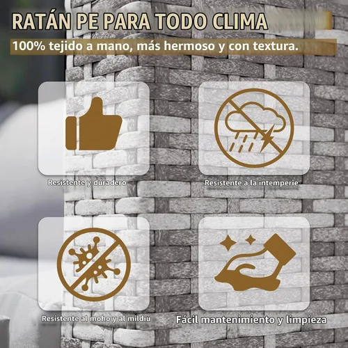 Vista 3 de UDPATIO Juego de muebles de patio de 5 piezas, sofá modular de mimbre para todo tipo de clima, sofá modular para exteriores en forma de L