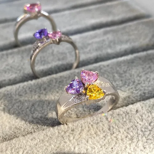 Vista 4 de La madre de los anillos con piedras de la fortuna, elija 3 piedras de la fortuna, 3 nombres y 1grabado personalizado
