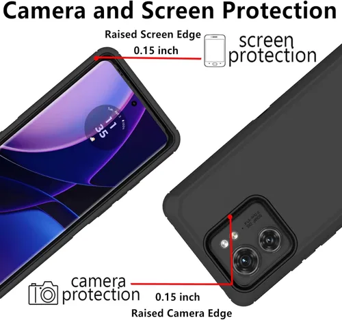Vista 3 de Funda protectora resistente para Motorola Edge 2023 (no para la versión Edge+), resistente a prueba de golpes, a prueba de polvo, 3 en 1, para Negro