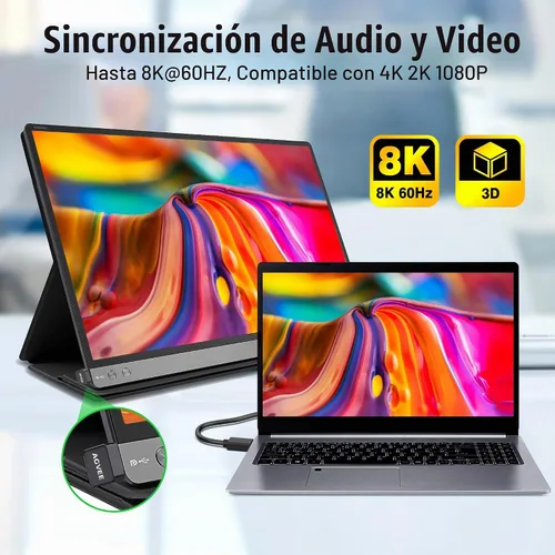 Vista 6 de AGVEE 1 paquete de adaptador HDMI macho a HDMI hembra en forma de U, 8K