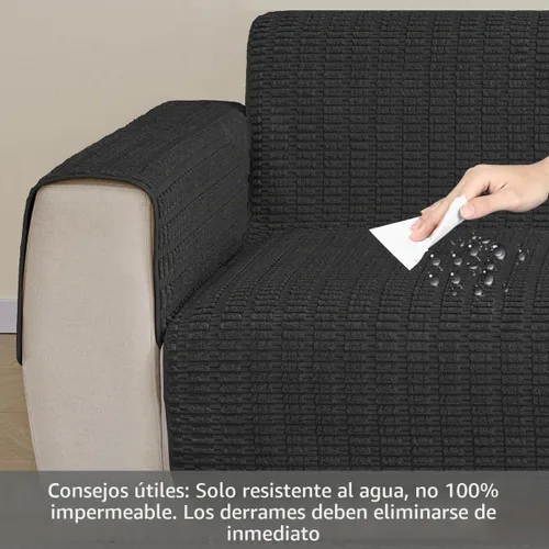 Vista 7 de Muamar Funda para Cama de Perro Protector de Sofá, Antideslizante Impermeable Fundas de Sofá para Sala de Estar Fundas de Sofá, Tapete de Sofá Negro