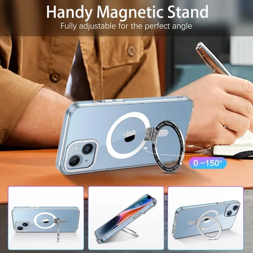 Vista 2 de DUEDUE Funda magnética para iPhone 14, funda para iPhone 13 con soporte invisible [compatible con Magsafe], funda protectora de cuerpo completo