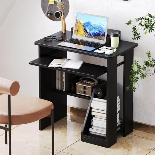 Vista 22 de Escritorio pequeño para computadora para oficina en casa, mesa de juegos compacta para computadora de escritorio y portátil, con cajón