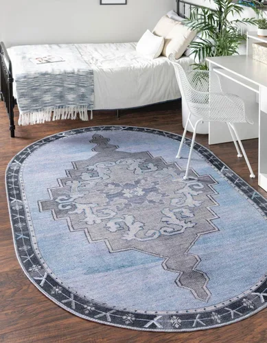 Vista 47 de Unique Loom Timeless Collection - Alfombra de área - Thomas (2' x 3' 1" ovalada, negro y blanco/gris)