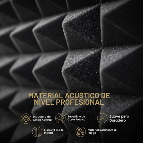 Vista 5 de Focusound Paneles acústicos, paquete de 50 unidades de 2 x 12 x 12 pulgadas con 300 adhesivos de doble cara, espuma piramidal a prueba de sonido