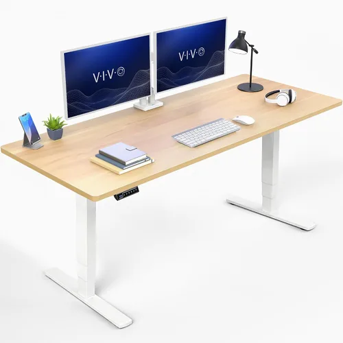 Vista 45 de VIVO - Escritorio eléctrico de pie de 71 x 30 pulgadas con marco de bambú real, ajuste de pantalla táctil, soporte de marco de 176 lb, serie 2E