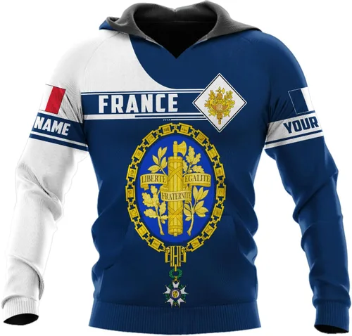 Vista 6 de Vybonz - Camisa personalizada de Francia para hombres y mujeres, Torre Eiffel París, camiseta con capucha de Francia, ropa de fútbol con bandera