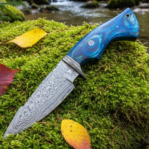 Vista 13 de PAL 2000 KNIVES Cuchillo de caza hecho a mano de acero de Damasco de 10 pulgadas - Mango de madera con funda 2060