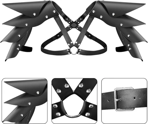 Vista 2 de Medieval Knight Mens Leather Shoulder Armor Steampunk Chest Belt Armor Knight Armor Viking Armor Faux Leather Arm Guards