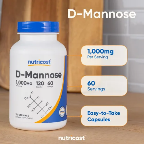 Vista 6 de Nutricost D-manosa 1000 mg por porción, 120 cápsulas – 500 mg por cápsula, salud del tracto urinario, sin OMG y sin gluten
