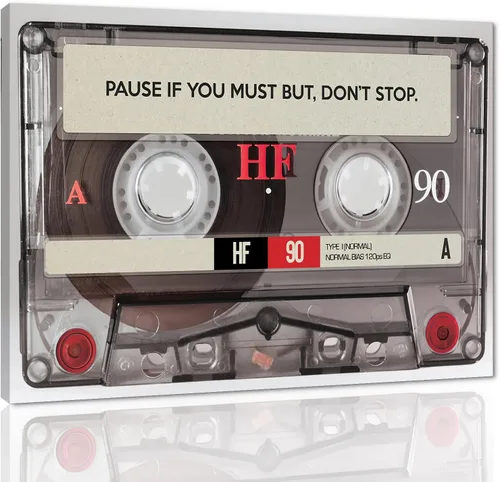 Vista 37 de Pause If You Must but Don't Stop Positive Quotes Posters and Prints - Lienzo inspirador, arte de pared, cinta retro para amantes de la música