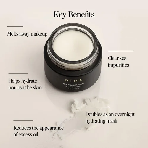 Vista 3 de Dime Beauty - Bálsamo limpiador, removedor de maquillaje con aceite y limpiador facial, removedor de maquillaje hidratante de ojos con escualano