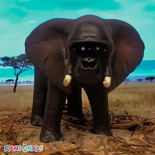 Vista 4 de Randimals Figura de elefante de 5 pulgadas, figura de acción de animal de goma dura de alta calidad, amigo híbrido fomenta la aventura
