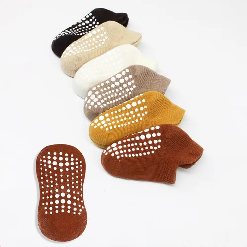 Vista 3 de bistyle Calcetines tobilleros antideslizantes para bebés, 6 pares, suela antideslizante, calcetines de algodón sin costuras para niños y niñas