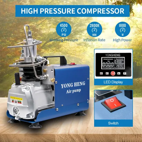 Vista 2 de YONG HENG 4500Psi/30Mpa/Bomba de compresor de aire de alta presión, pantalla LCD, bomba de compresor de aire Pcp, versión de parada automática