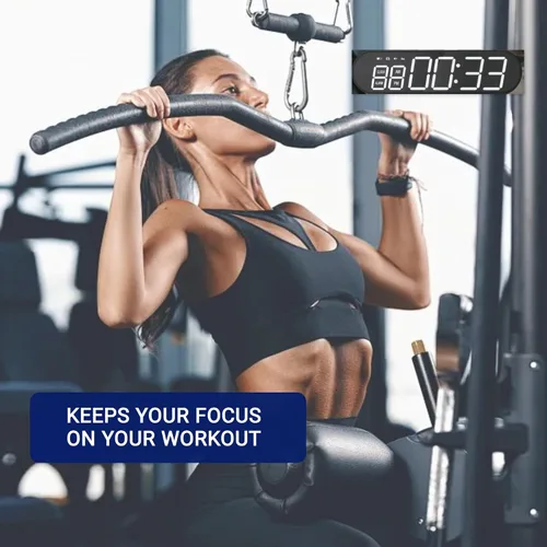 Vista 4 de Temporizador portátil de gimnasio, temporizador de entrenamiento de intervalos con cuenta regresiva/arriba/cronómetro/alarma, 1000 mAh USB reloj