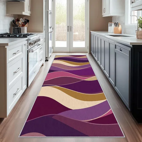 Vista 11 de Blue Fluid Line Runner Rug 2x4 Small - Hallway Runner Rug Ocean Wave Abstract Art Pattern, Non Slip, Washable, Blue Fluid Line Home Decor Carpet for
