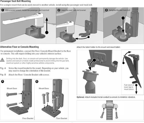 Vista 8 de ARKON Mounts TAB188L22AL - Soporte para riel de asiento de coche y camión o tableta, riel de asiento de alta resistencia y montaje en el suelo