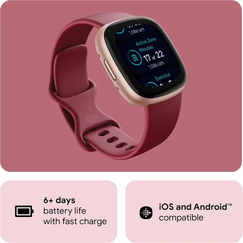 Vista 2 de Fitbit Versa 4 Fitness Smartwatch con preparación diaria, GPS, frecuencia cardíaca 24/7, más de 40 modos de ejercicio, seguimiento del sueño y más