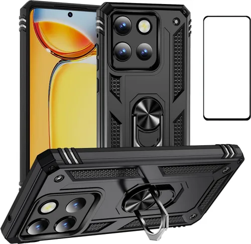 Vista 76 de Funda para Xiaomi POCO X3 NFC /X3 Pro con protector de pantalla, armadura de protección militar híbrida resistente a prueba de golpes, funda Negro