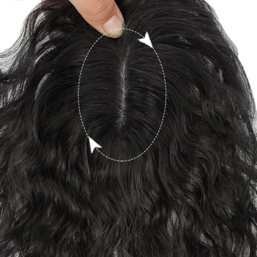 Vista 2 de Clip en Toppers - Peluca de cabello sintético rizado para mujer, cabello fino (marrón oscuro, 9.8 in)