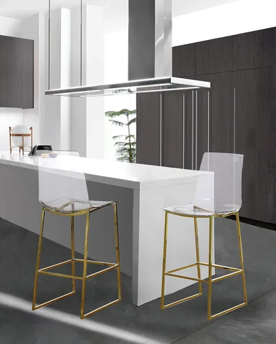 Vista 2 de Meridian Furniture Lumen Collection - Taburete de acrílico moderno y contemporáneo con base de acero inoxidable, 16.5 pulgadas de ancho x 20