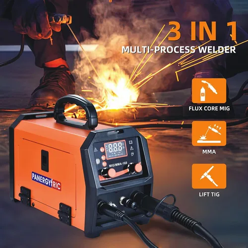 Vista 2 de Soldador MIG de 160A, 110V/220V Voltaje Dual 3 en 1 Soldador de Núcleo Fundente Soldador MIG sin Gas/TIG con Elevación/Electrodo Pantalla Digital