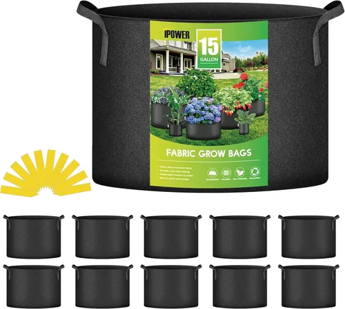 Vista 11 de iPower Paquete de 24 bolsas de cultivo de aireación gruesa de 7 galones, macetas de tela no tejida con asas de correa, contenedor para jardinería